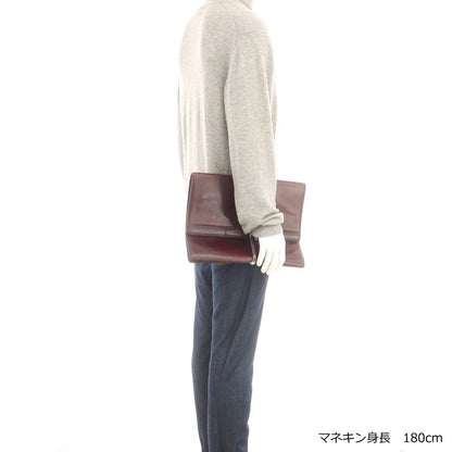 【中古】ゴールドファイル GOLD PFEIL レザー クラッチバッグ ドキュメントケース バーガンディ【 状態ランクC 】【 メンズ 】