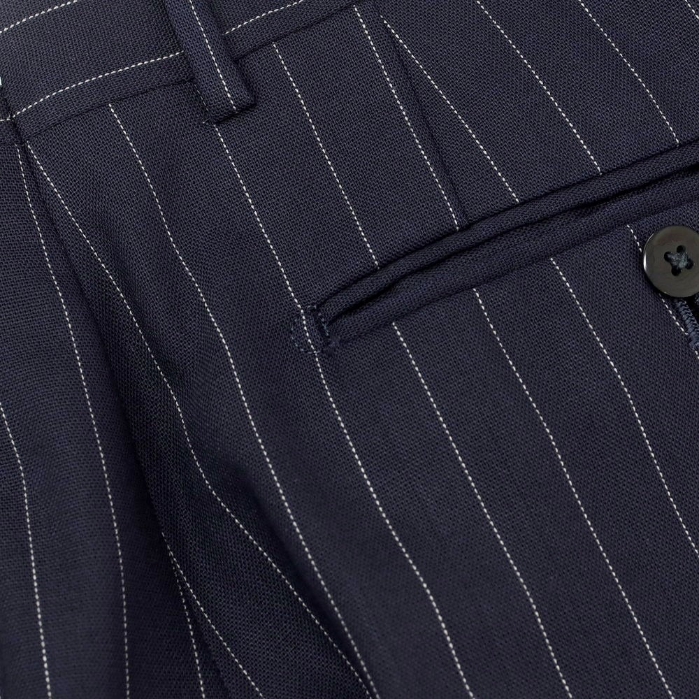 【中古】ビームスエフ BEAMS F サマーウール ストライプ 3B 3つボタンスーツ ネイビー【 サイズ93 】【 状態ランクC 】【 メンズ 】 [CPD]