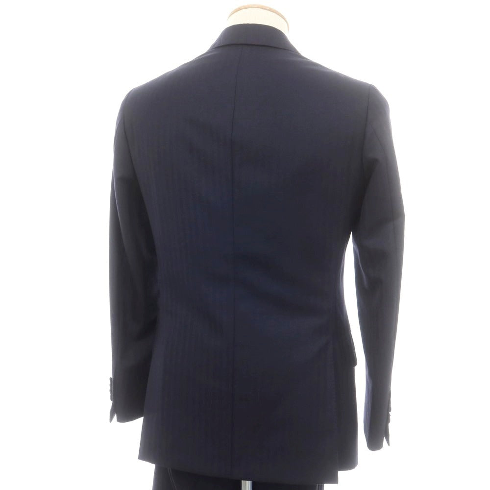【中古】ビーアール プラクティカル スタイル B.R. Practical Style ヘリンボーン織ウール 3つボタンスーツ ダークネイビー【 サイズ表記なし（S位） 】【 状態ランクB 】【 メンズ 】 [CPD]