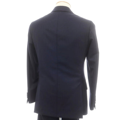 【中古】ビーアール プラクティカル スタイル B.R. Practical Style ヘリンボーン織ウール 3つボタンスーツ ダークネイビー【 表記なし（S位） 】【 状態ランクB 】【 メンズ 】