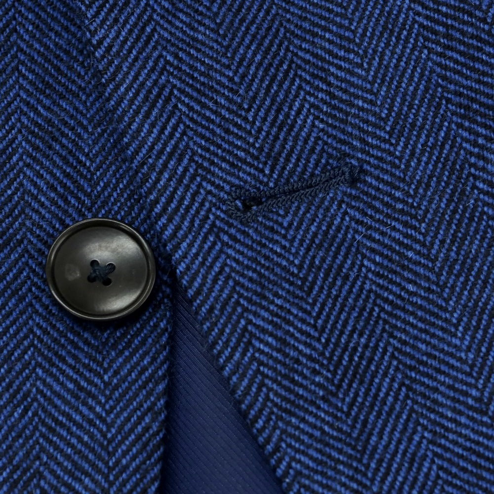 【中古】ジジ Jizi ウール ヘリンボーン織り 3B テーラードジャケット ブルーxブラック【 表記なし（M位） 】【 状態ランクB 】【 メンズ 】