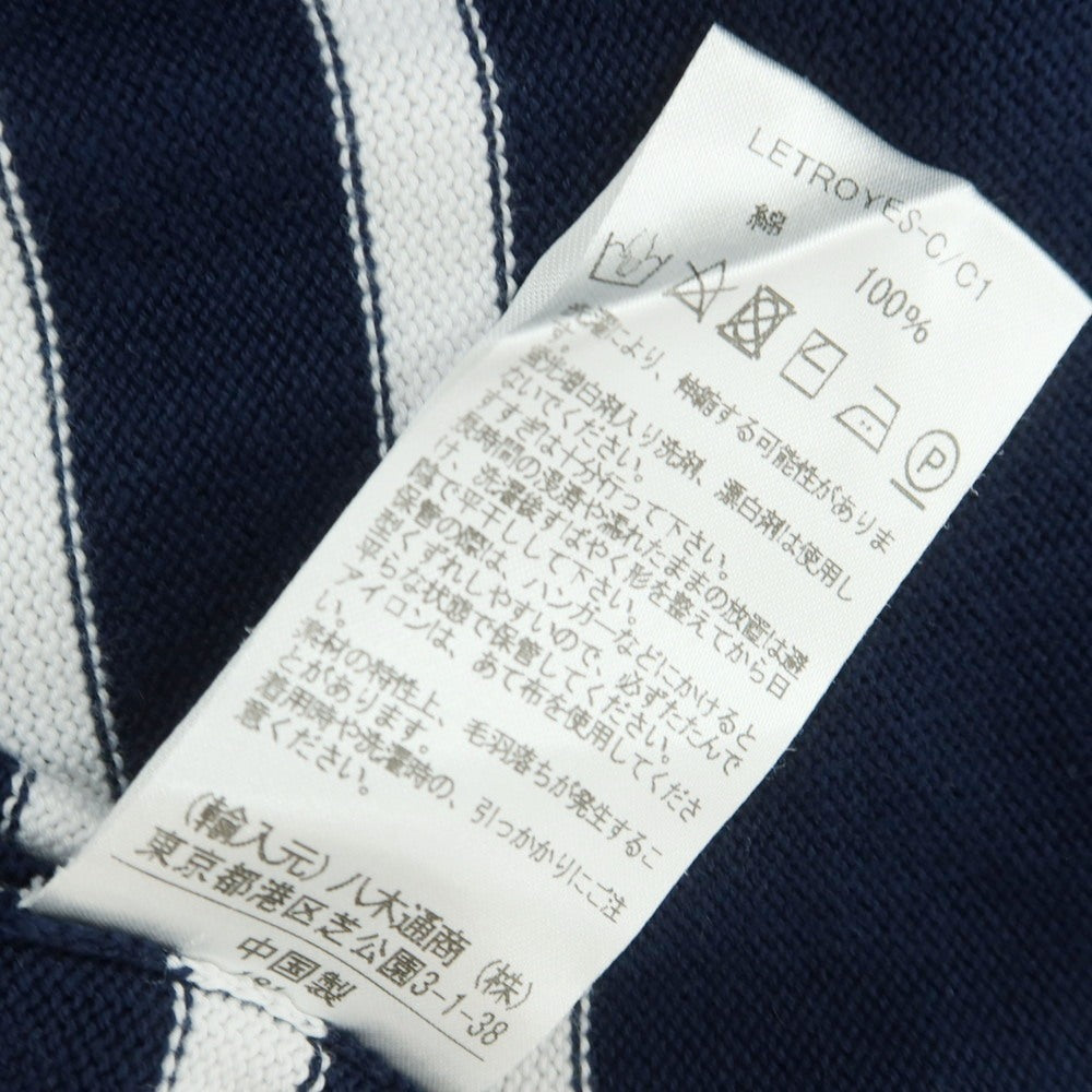 【中古】ルトロワ Letroyes コットン ボーダー ボートネック プルオーバーニット ネイビーxホワイト【サイズ3】【 状態ランクC 】【 メンズ 】[EPD]