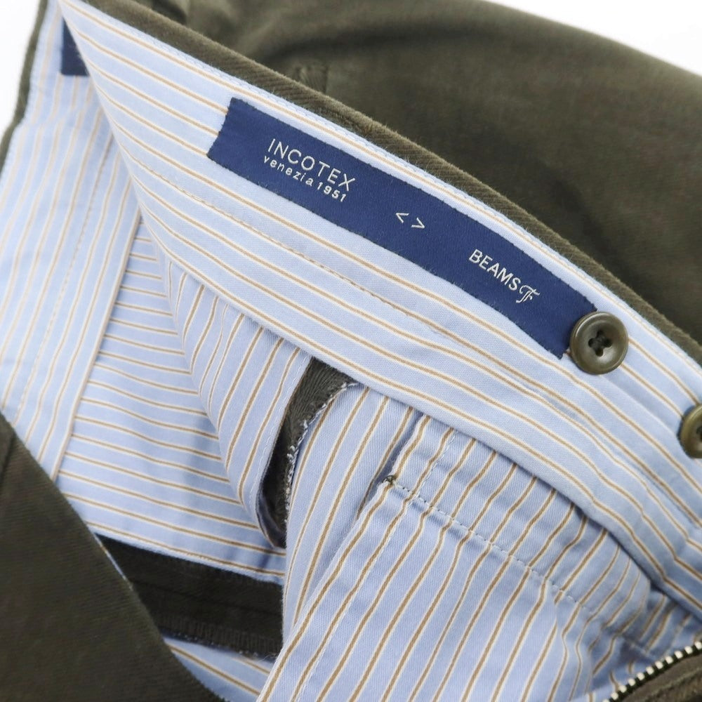 【中古】インコテックス INCOTEX BEAMS F別注 コットン カジュアルスラックスパンツ オリーブグリーン【 44 】【 状態ランクC 】【 メンズ 】