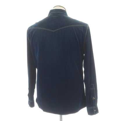 【中古】ブルネロクチネリ Brunello Cucinelli コットンナイロン 細畝コーデュロイ ウエスタンシャツ ネイビー【 L 】【 状態ランクC 】【 メンズ 】