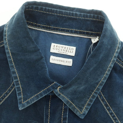 【中古】ブルネロクチネリ Brunello Cucinelli コットンナイロン 細畝コーデュロイ ウエスタンシャツ ネイビー【 L 】【 状態ランクC 】【 メンズ 】