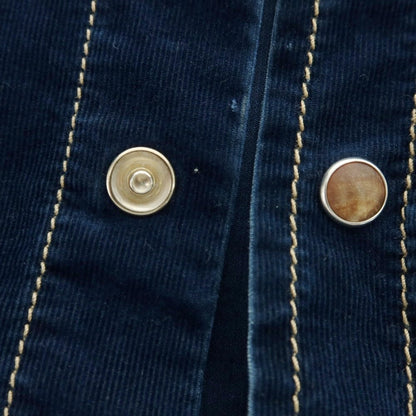 【中古】ブルネロクチネリ Brunello Cucinelli コットンナイロン 細畝コーデュロイ ウエスタンシャツ ネイビー【 L 】【 状態ランクC 】【 メンズ 】