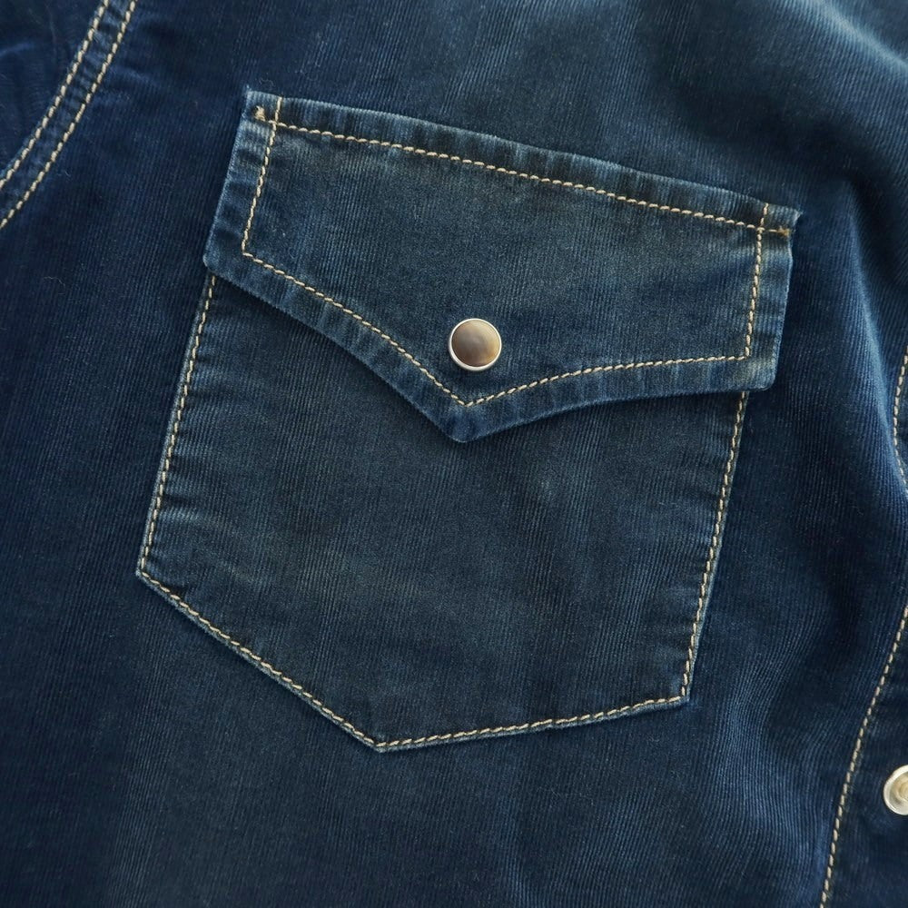 【中古】ブルネロクチネリ Brunello Cucinelli コットンナイロン 細畝コーデュロイ ウエスタンシャツ ネイビー【 L 】【 状態ランクC 】【 メンズ 】