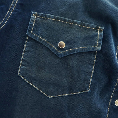 【中古】ブルネロクチネリ Brunello Cucinelli コットンナイロン 細畝コーデュロイ ウエスタンシャツ ネイビー【 L 】【 状態ランクC 】【 メンズ 】