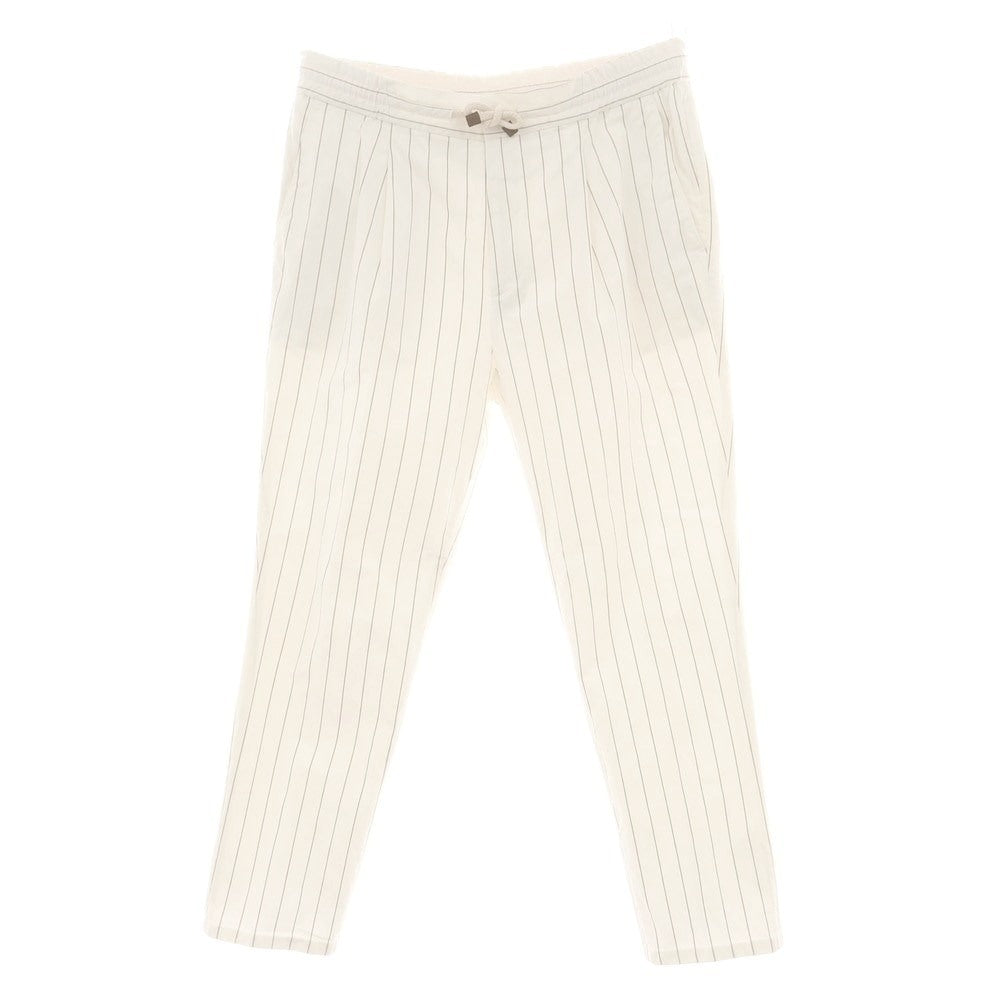 【中古】ブルネロクチネリ Brunello Cucinelli ストレッチ コットン ストライプ イージースラックスパンツ ホワイトxカーキベージュ【 50 】【 状態ランクC 】【 メンズ 】