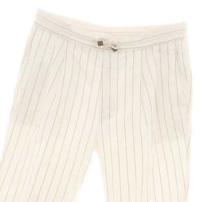【中古】ブルネロクチネリ Brunello Cucinelli ストレッチ コットン ストライプ イージースラックスパンツ ホワイトxカーキベージュ【 50 】【 状態ランクC 】【 メンズ 】