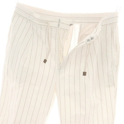 【中古】ブルネロクチネリ Brunello Cucinelli ストレッチ コットン ストライプ イージースラックスパンツ ホワイトxカーキベージュ【 50 】【 状態ランクC 】【 メンズ 】