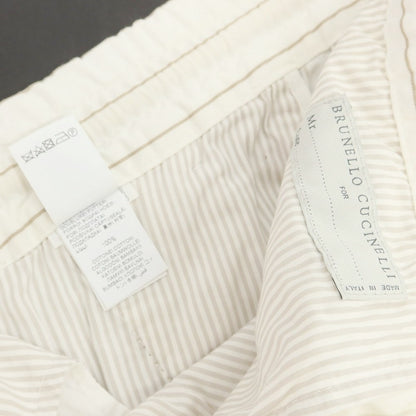 【中古】ブルネロクチネリ Brunello Cucinelli ストレッチ コットン ストライプ イージースラックスパンツ ホワイトxカーキベージュ【 50 】【 状態ランクC 】【 メンズ 】