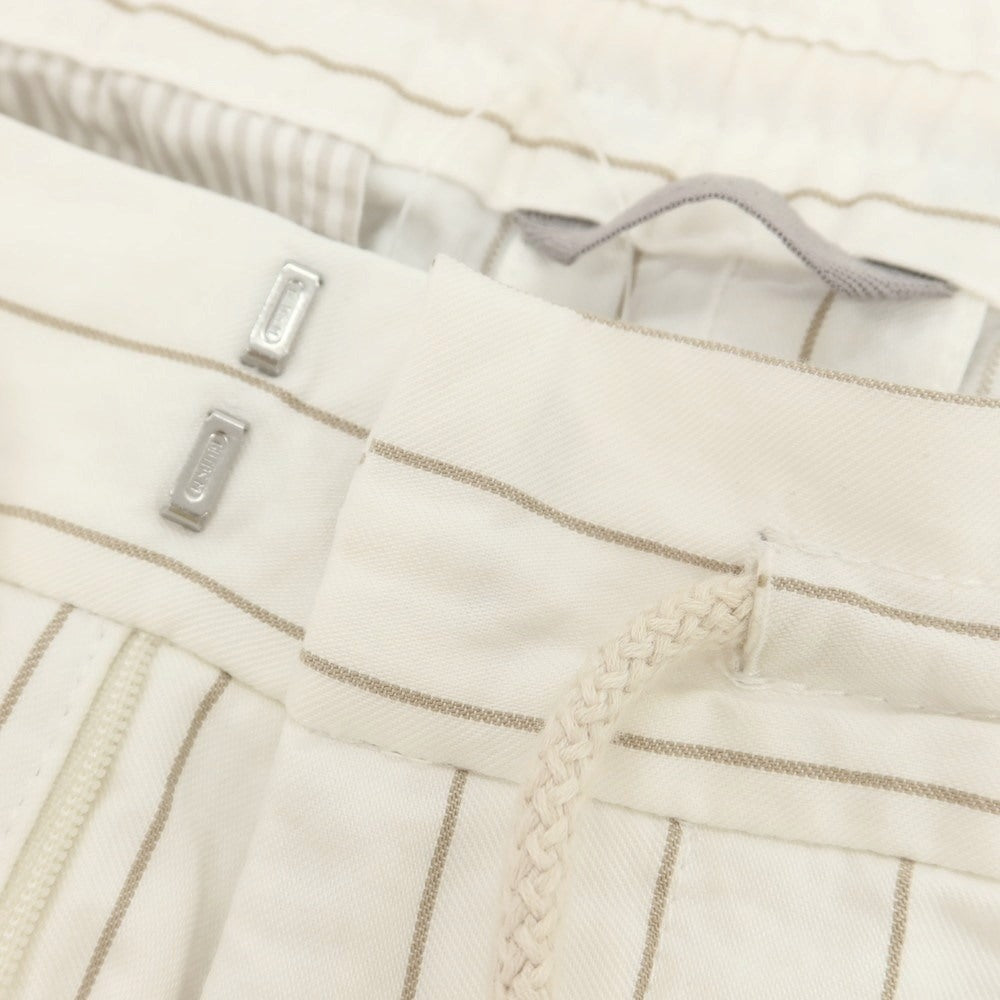 【中古】ブルネロクチネリ Brunello Cucinelli ストレッチ コットン ストライプ イージースラックスパンツ ホワイトxカーキベージュ【 50 】【 状態ランクC 】【 メンズ 】