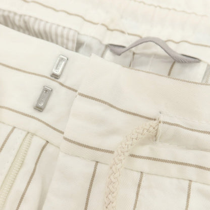 【中古】ブルネロクチネリ Brunello Cucinelli ストレッチ コットン ストライプ イージースラックスパンツ ホワイトxカーキベージュ【 50 】【 状態ランクC 】【 メンズ 】