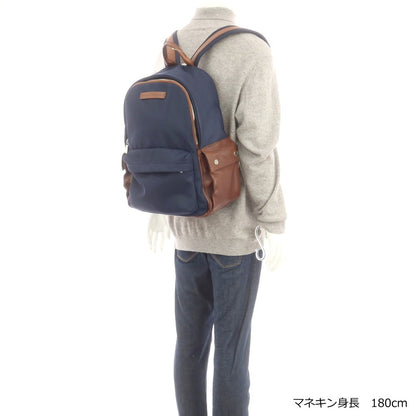 【中古】ブルネロクチネリ Brunello Cucinelli ナイロン系×レザー バックパック・リュック ライトネイビーxブラウン【 状態ランクC 】【 メンズ 】