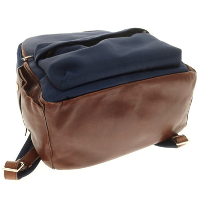【中古】ブルネロクチネリ Brunello Cucinelli ナイロン系×レザー バックパック・リュック ライトネイビーxブラウン【 状態ランクC 】【 メンズ 】