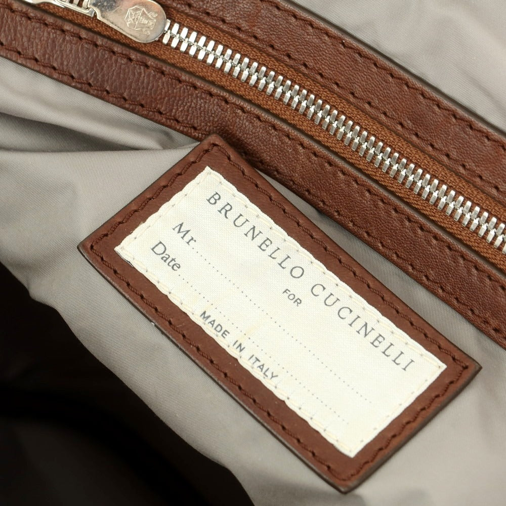 【中古】ブルネロクチネリ Brunello Cucinelli ナイロン系×レザー バックパック・リュック ライトネイビーxブラウン【 状態ランクC 】【 メンズ 】