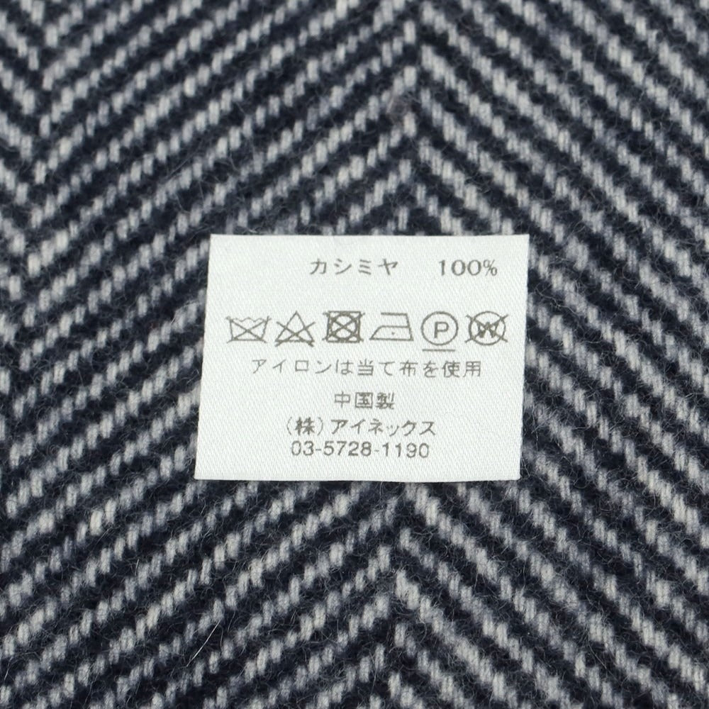 【中古】ロバート フレイザー ROBERT FRASER カシミヤ マフラー ネイビーxホワイト【 状態ランクB 】【 メンズ 】