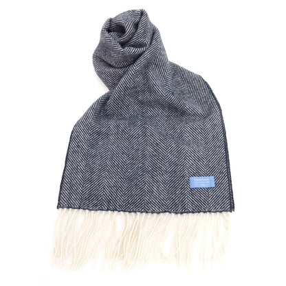 【中古】ロバート フレイザー ROBERT FRASER カシミヤ マフラー ネイビーxホワイト【 状態ランクB 】【 メンズ 】