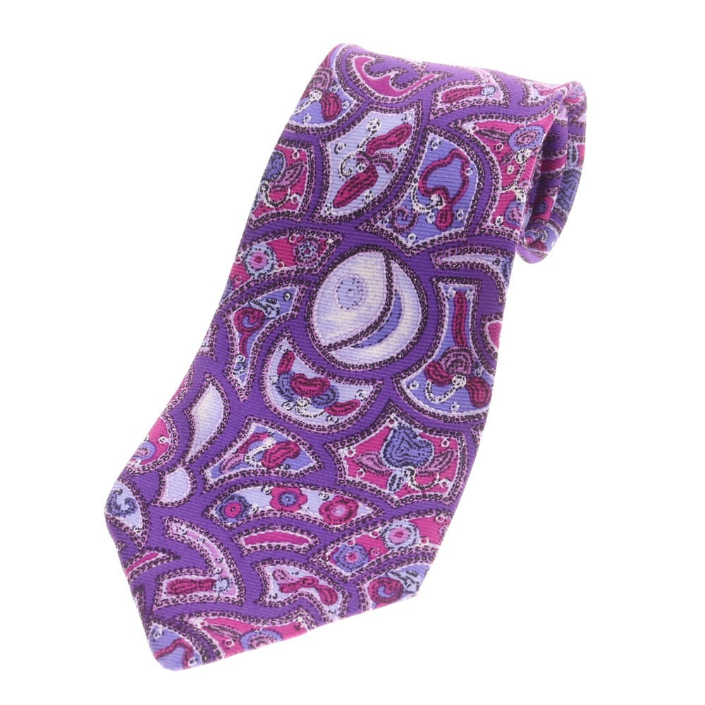【中古】ジャンニ ヴェルサーチ Gianni Versace シルク プリントネクタイ パープル【 状態ランクA 】【 メンズ 】