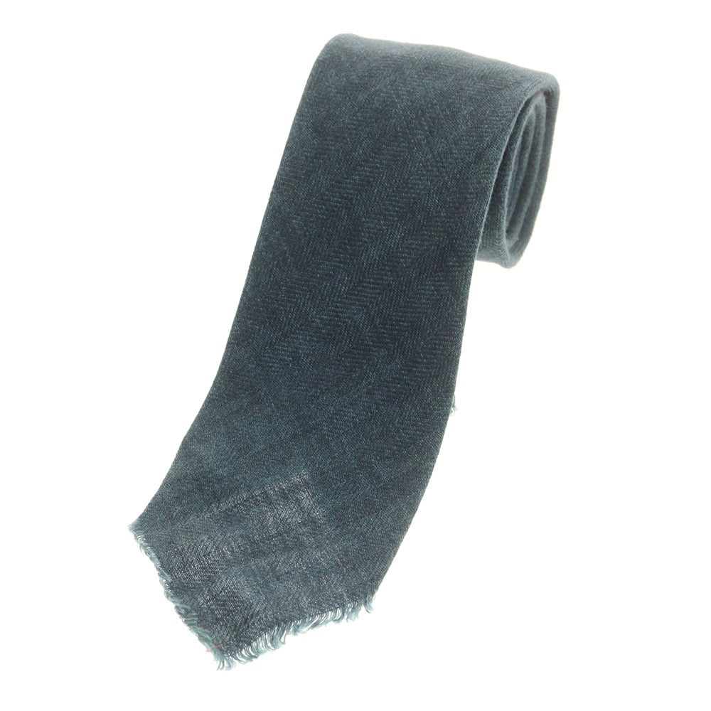 【中古】キートン Kiton リネン 無地ネクタイ ダークグリーン【 状態ランクC 】【 メンズ 】