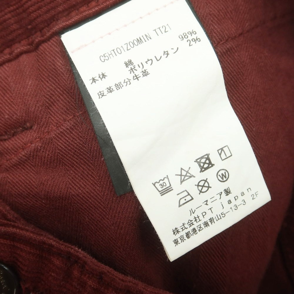【中古】ピーティーゼロチンクエ PT05 GRUNGE ストレッチ コットン コーデュロイパンツ ワインレッド【 サイズ32 】【 状態ランクB 】【 メンズ 】 [CPD]
