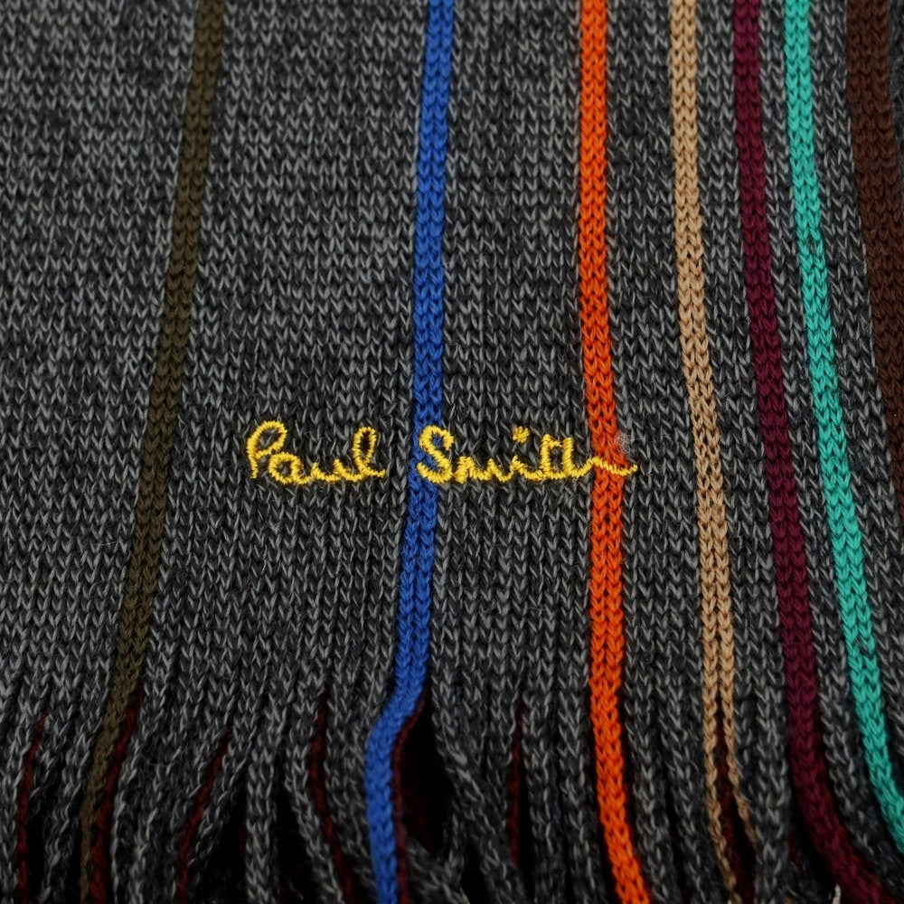 【中古】ポールスミス Paul Smith ウール マフラー ダークグレーxマルチカラー【 状態ランクB 】【 メンズ 】