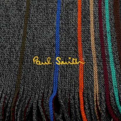【中古】ポールスミス Paul Smith ウール マフラー ダークグレーxマルチカラー【 状態ランクB 】【 メンズ 】
