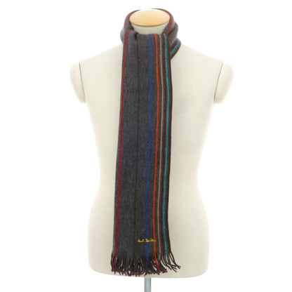 【中古】ポールスミス Paul Smith ウール マフラー ダークグレーxマルチカラー【 状態ランクB 】【 メンズ 】