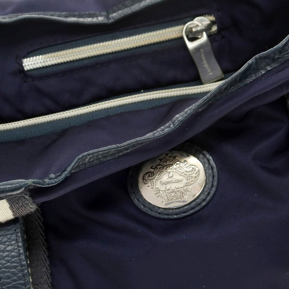 【中古】オロビアンコ Orobianco ナイロン90％　アクリル10％　レザー トートバッグ ネイビー【 状態ランクC 】【 メンズ 】