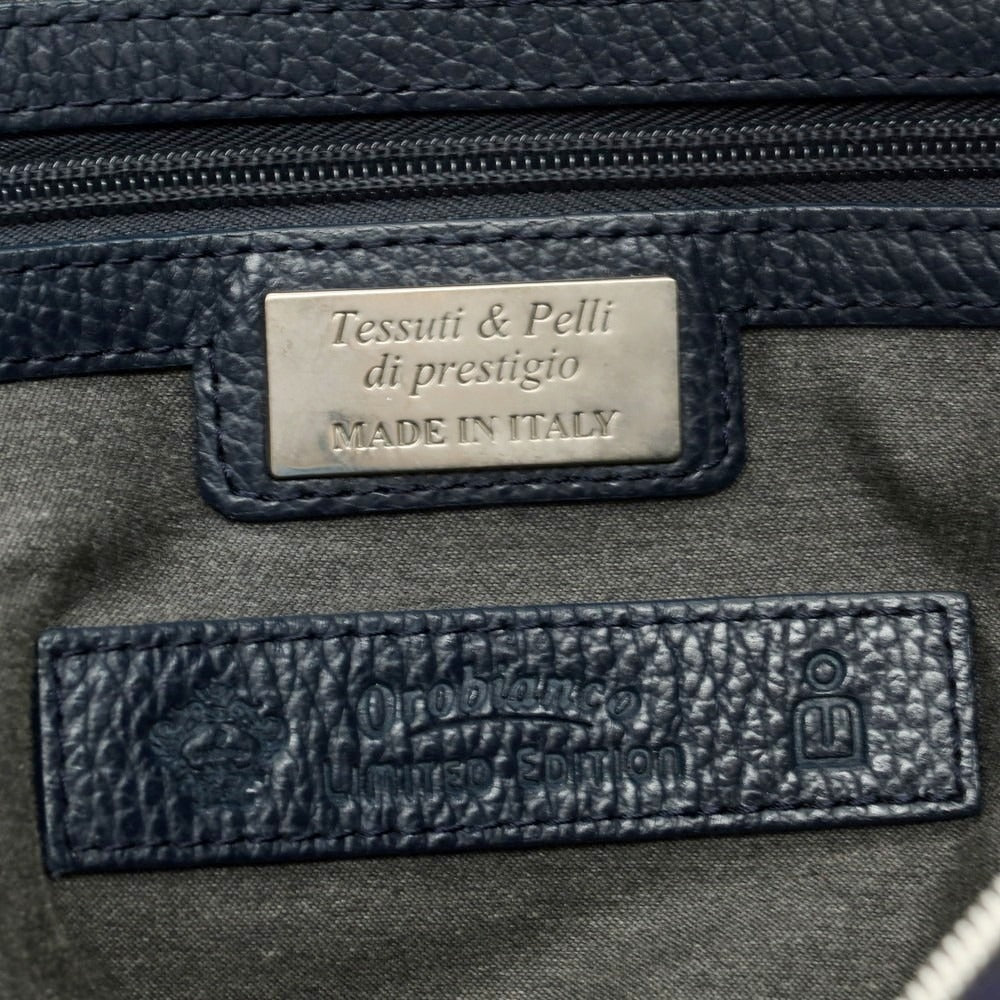 【中古】オロビアンコ Orobianco ナイロン90％　アクリル10％　レザー トートバッグ ネイビー【 状態ランクC 】【 メンズ 】