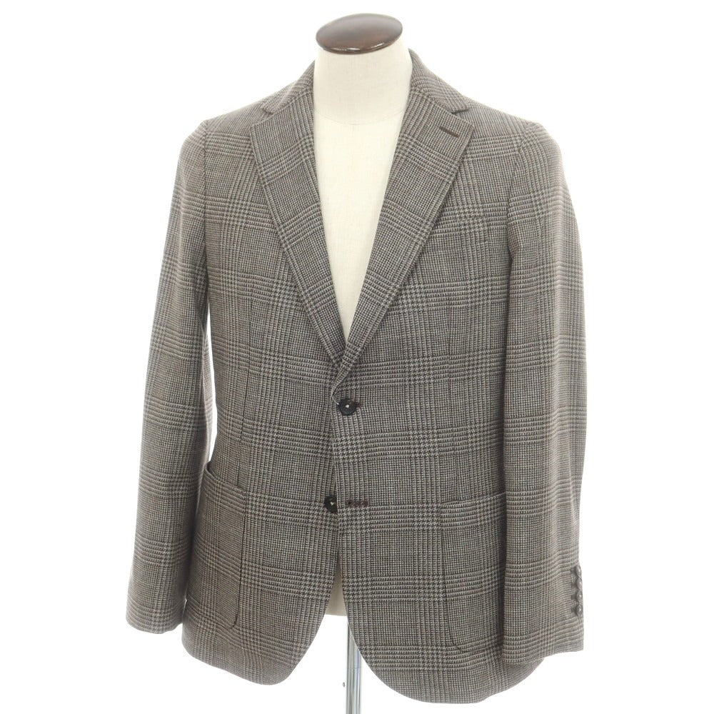 【中古】チルコロ1901 CIRCOLO 1901 ウールコットン グレンチェック 2B カジュアルジャケット ブラウンxグレー【 50 】【 状態ランクB 】【 メンズ 】