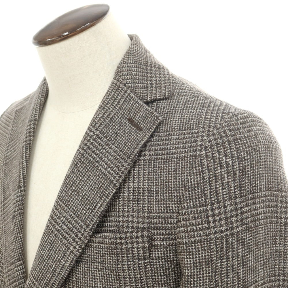【中古】チルコロ1901 CIRCOLO 1901 ウールコットン グレンチェック 2B カジュアルジャケット ブラウンxグレー【 50 】【 状態ランクB 】【 メンズ 】
