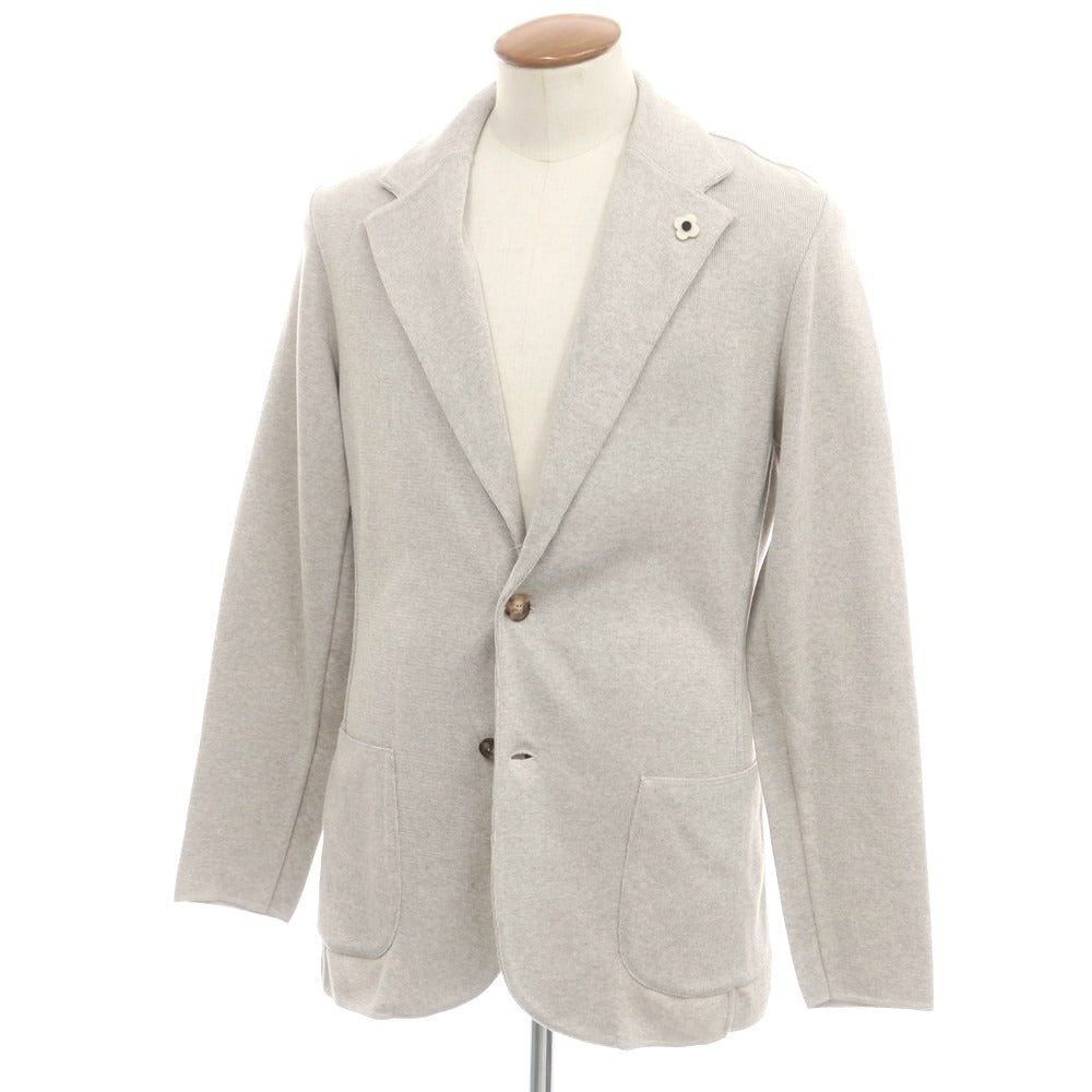 【中古】ラルディーニ LARDINI ハイゲージコットン ニットジャケット グレージュ【 M 】【 状態ランクA 】【 メンズ 】