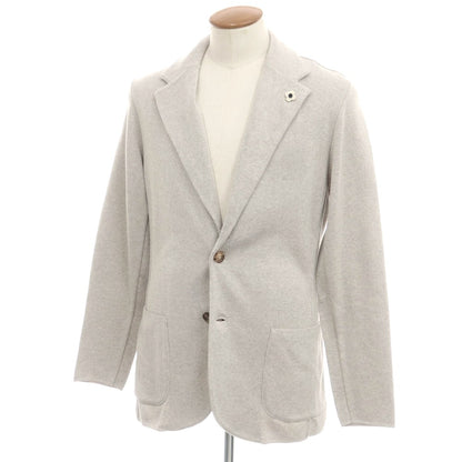 【中古】ラルディーニ LARDINI ハイゲージコットン ニットジャケット グレージュ【 M 】【 状態ランクA 】【 メンズ 】