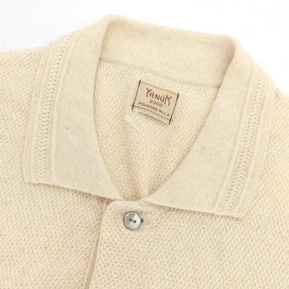 【中古】ヤヌーク YANUK コットンリネン 半袖 ポロニット ライトベージュ【 L 】【 状態ランクB 】【 メンズ 】