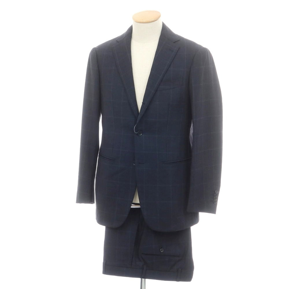 【中古】リングヂャケット RING JACKET ウール チェック 3つボタンスーツ グレイッシュネイビー【 44 】【 状態ランクC 】【 メンズ 】