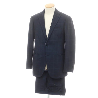【中古】リングヂャケット RING JACKET ウール チェック 3つボタンスーツ グレイッシュネイビー【 44 】【 状態ランクC 】【 メンズ 】