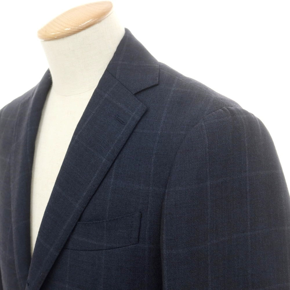 【中古】リングヂャケット RING JACKET ウール チェック 3つボタンスーツ グレイッシュネイビー【 44 】【 状態ランクC 】【 メンズ 】
