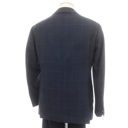 【中古】リングヂャケット RING JACKET ウール チェック 3つボタンスーツ グレイッシュネイビー【 44 】【 状態ランクC 】【 メンズ 】