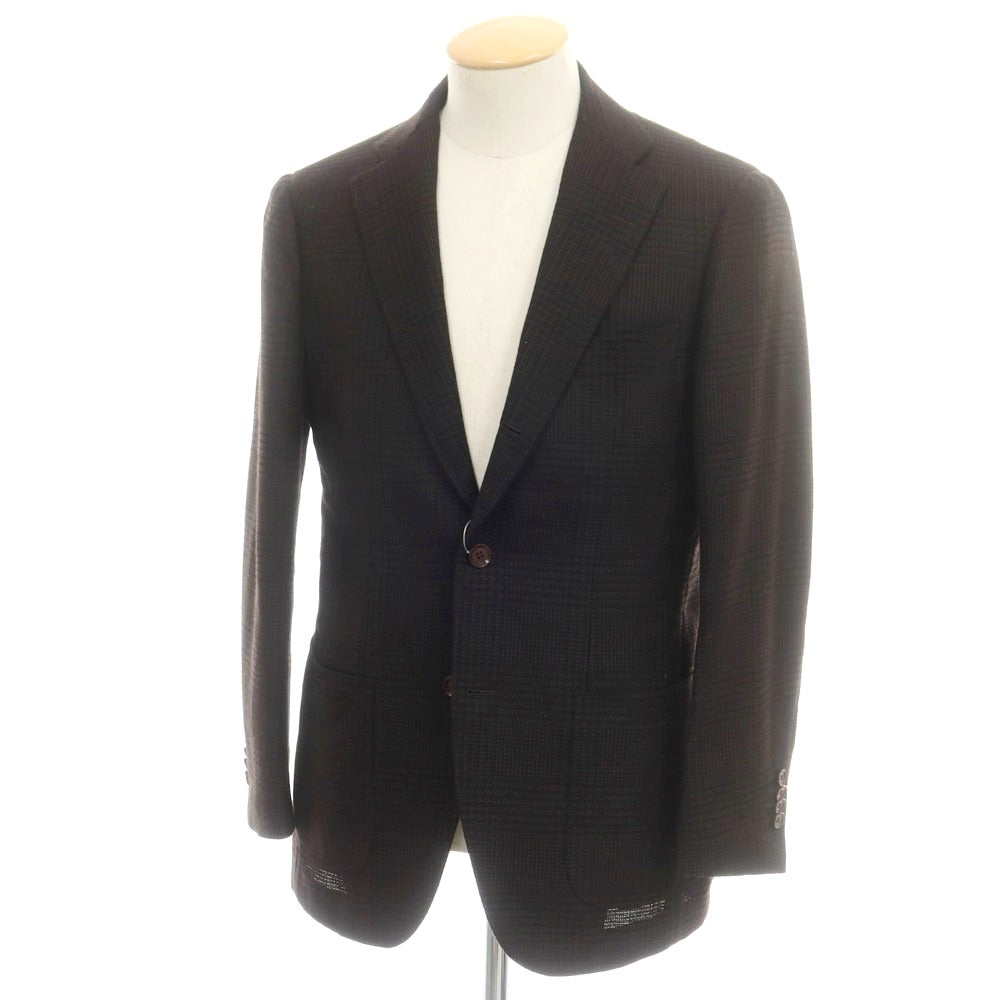 【中古】リングヂャケット RING JACKET ウール チェック テーラードジャケット ダークブラウンxブラック【 44 】【 状態ランクC 】【 メンズ 】
