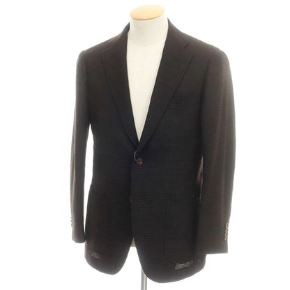 【中古】リングヂャケット RING JACKET ウール チェック テーラードジャケット ダークブラウンxブラック【 44 】【 状態ランクC 】【 メンズ 】
