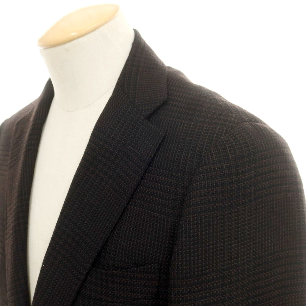 【中古】リングヂャケット RING JACKET ウール チェック テーラードジャケット ダークブラウンxブラック【 44 】【 状態ランクC 】【 メンズ 】