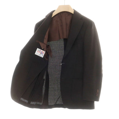 【中古】リングヂャケット RING JACKET ウール チェック テーラードジャケット ダークブラウンxブラック【 44 】【 状態ランクC 】【 メンズ 】