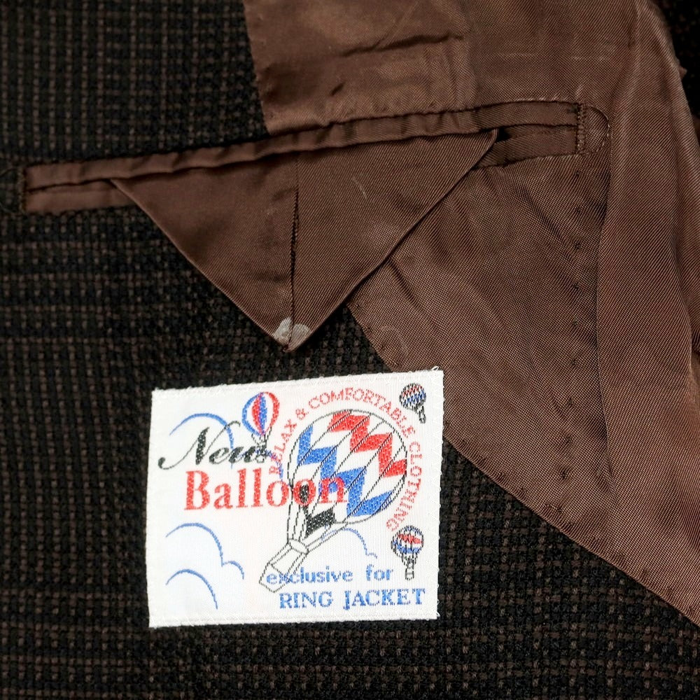 【中古】リングヂャケット RING JACKET ウール チェック テーラードジャケット ダークブラウンxブラック【 44 】【 状態ランクC 】【 メンズ 】