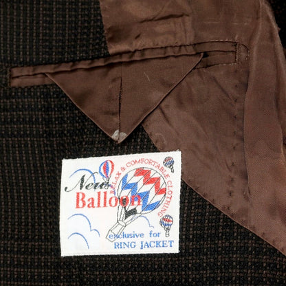 【中古】リングヂャケット RING JACKET ウール チェック テーラードジャケット ダークブラウンxブラック【 44 】【 状態ランクC 】【 メンズ 】