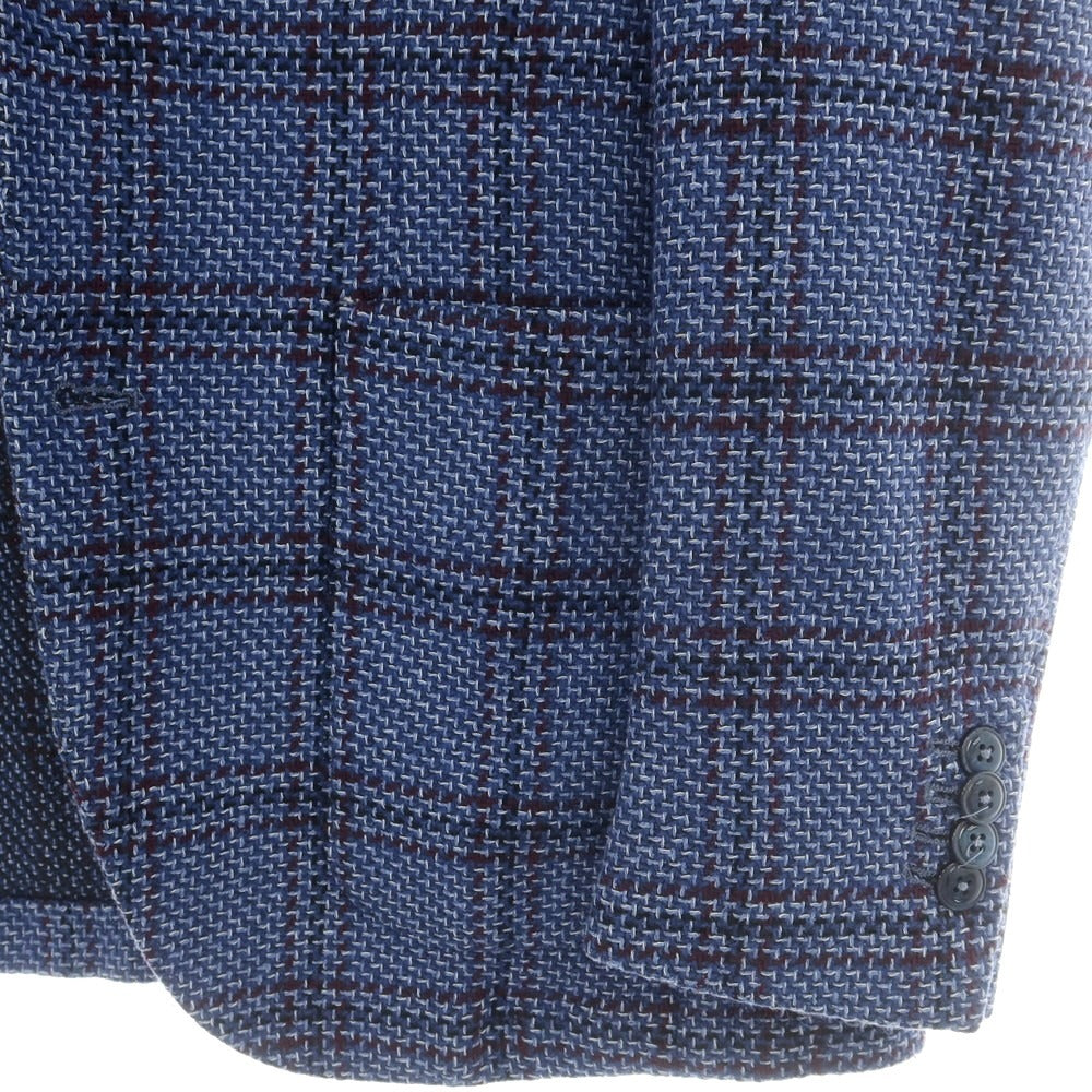 【中古】エルビーエム1911 L.B.M.1911 コットンウールシルク チェック 2B カジュアルジャケット ブルーxパープル【 46 】【 状態ランクB 】【 メンズ 】