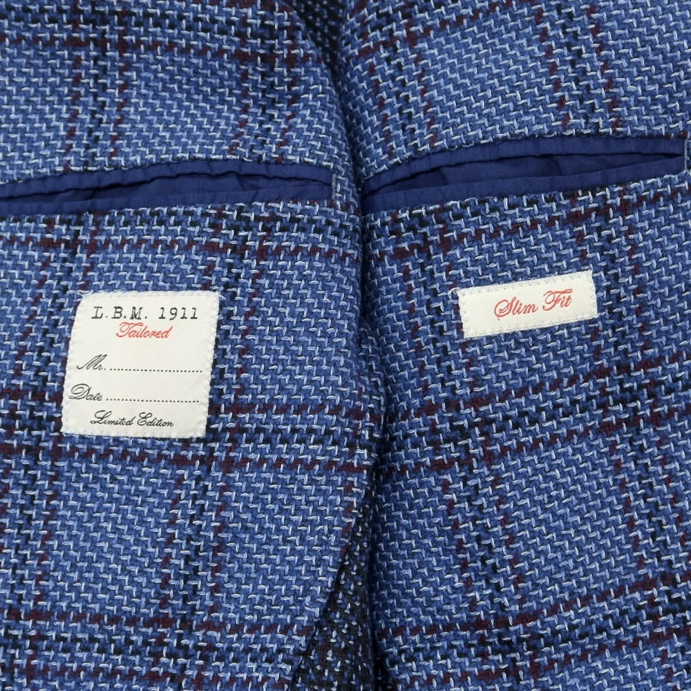 【中古】エルビーエム1911 L.B.M.1911 コットンウールシルク チェック 2B カジュアルジャケット ブルーxパープル【 46 】【 状態ランクB 】【 メンズ 】