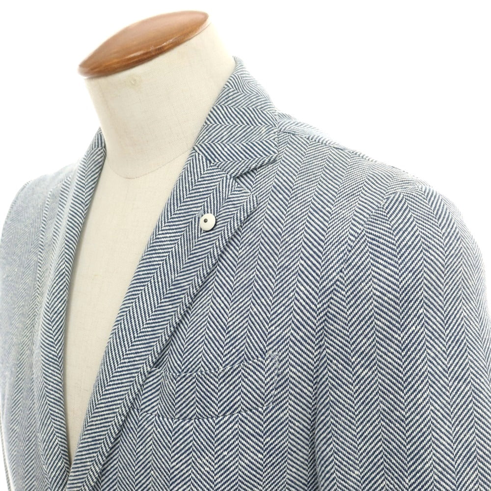 【中古】エルビーエム1911 L.B.M.1911 リネンコットンジャージー ジャケット ネイビーxホワイト【 46 】【 状態ランクB 】【 メンズ 】