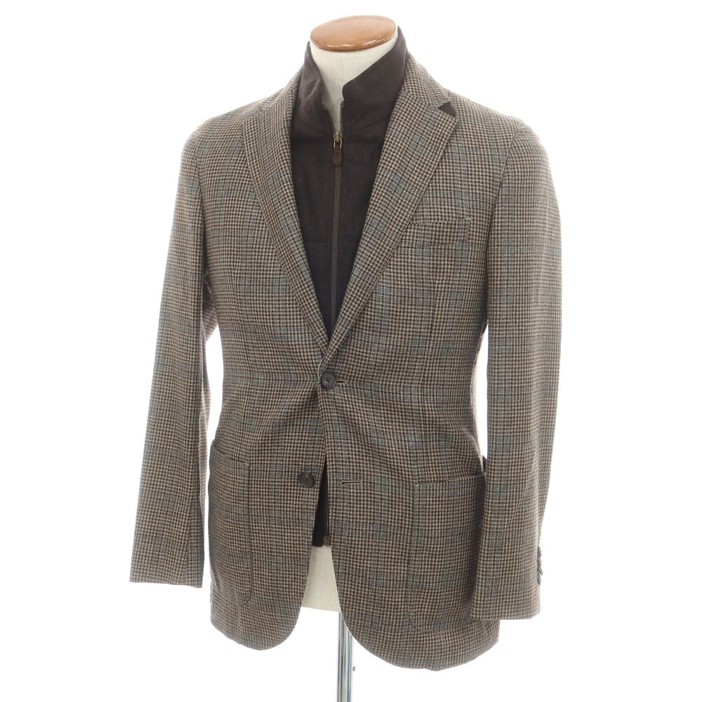 【中古】エルビーエム1911 L.B.M.1911 ウール チェック 2B カジュアルジャケット ブラウンxベージュ【 46 】【 状態ランクC 】【 メンズ 】